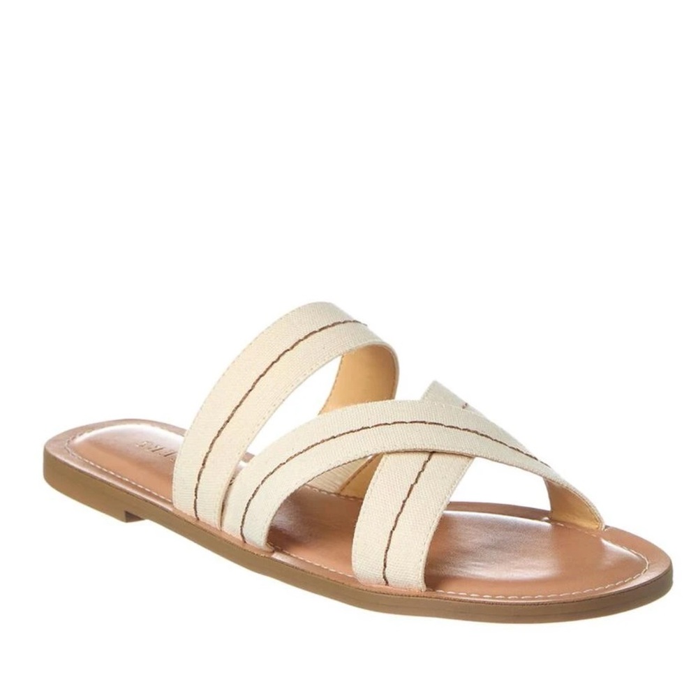 NEW JACK ROGERS Sara Stitch Canvas Sandal in Luggage/Ivory
